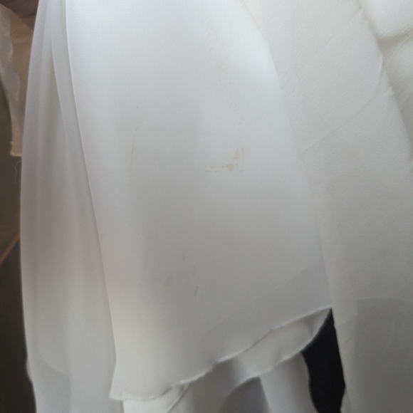 White/Cream-Colored Beaded Silk Dress || Oleg Cassini || Size 6 - Picture 5 of 6